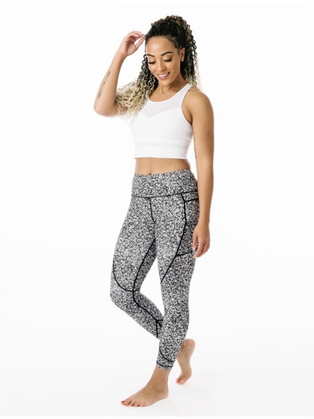 ZYIA Black Mosaic Pocket Soft n Snug Leggings